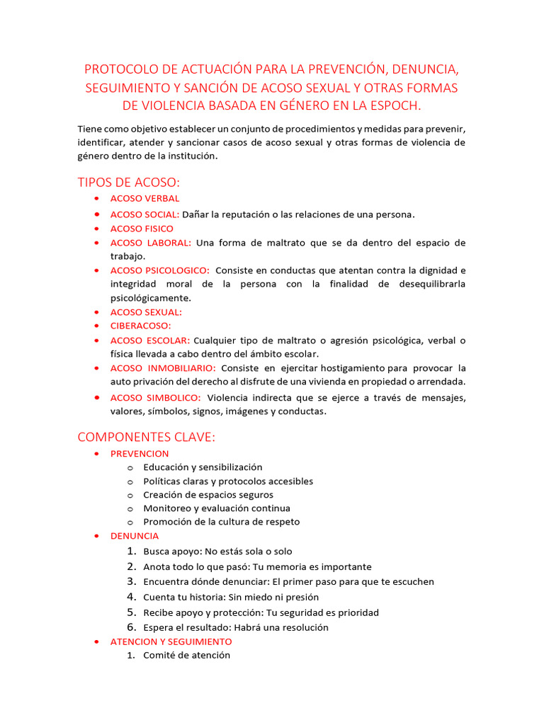 Protocolo de Denuncia de Acoso Sexual | PDF | Acoso sexual | Violencia