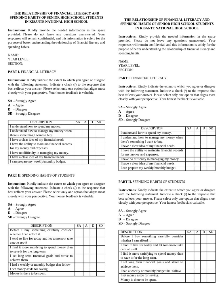Financial Literacy and Student Spending | PDF | Financial Literacy