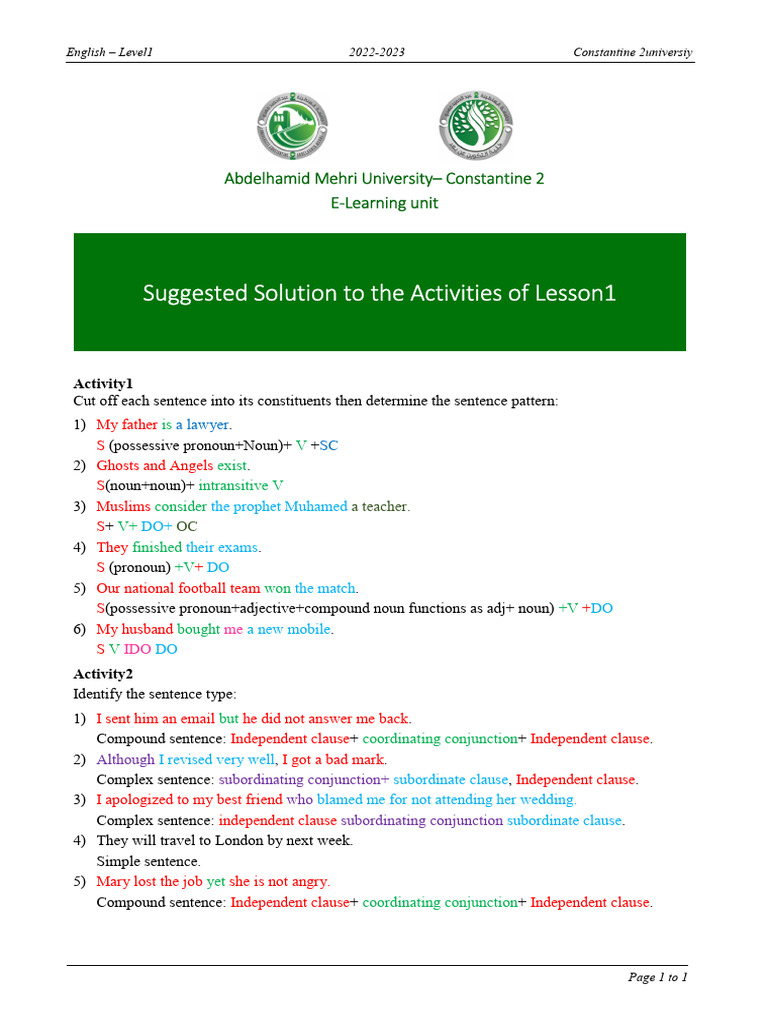 Solution Lesson1 | PDF