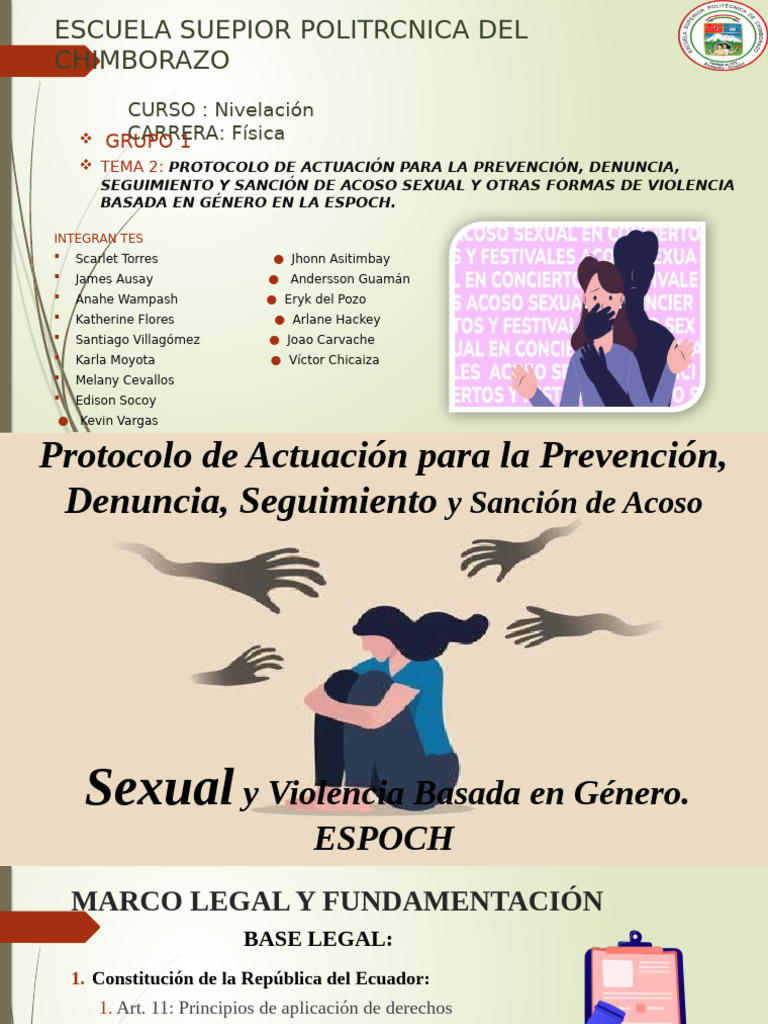 Protocolo de Prevención de Acoso en ESPOCH | PDF | Acoso sexual | Violencia
