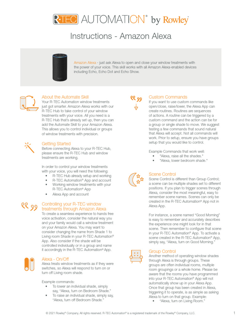 Rowley R Tec Automation Home Integration Alexa | PDF | Amazon Echo ...