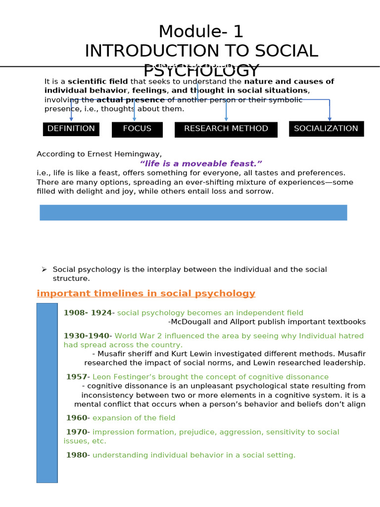 MODULE 1 - Social Psychology Introduction | PDF | Social Psychology ...