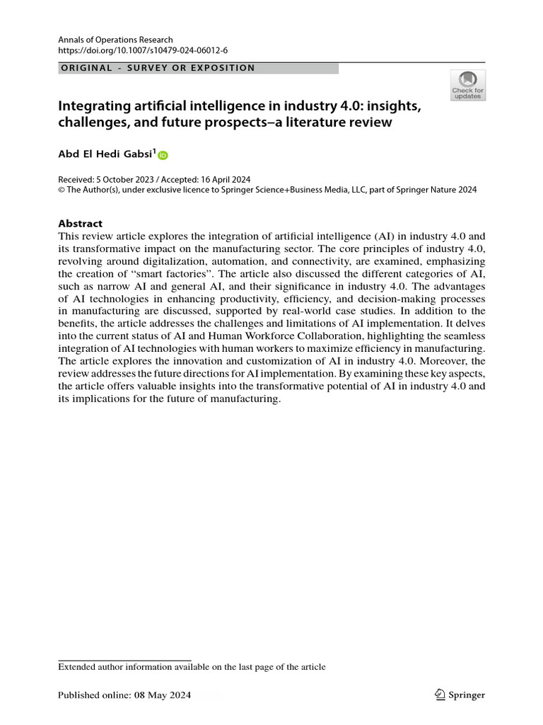 Integrating Artificial Intelligence in Industry 4.0 | PDF | Artificial ...