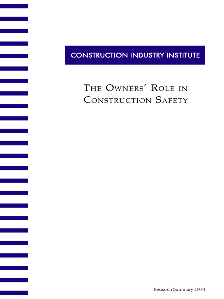 190 - 1 Owners Role in Construction Safety | PDF | Employment ...