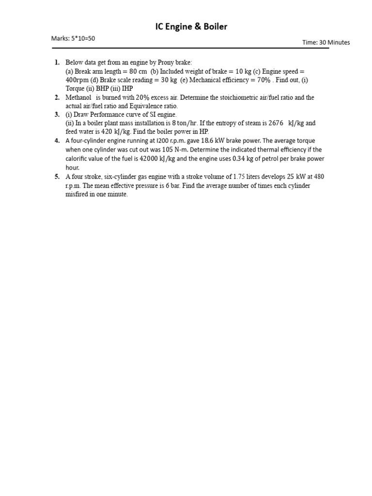 IC Engine and Boiler Performance Analysis | PDF