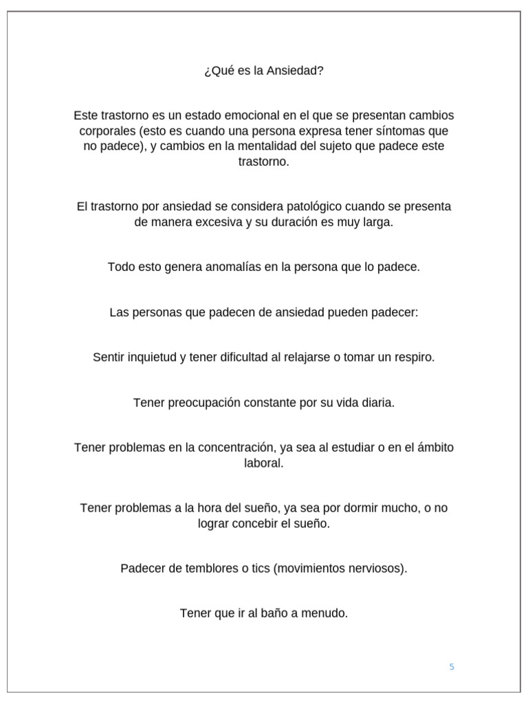 Qué es la Ansiedad | PDF