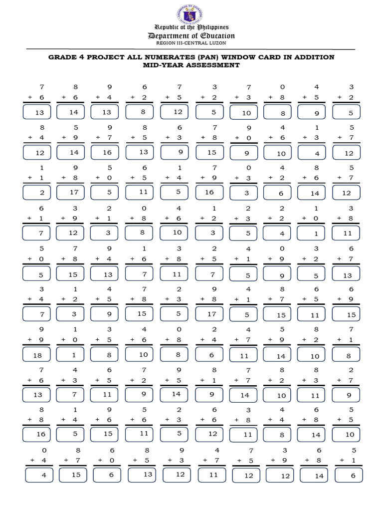 Grade 4 Window Card Answer Keys | PDF