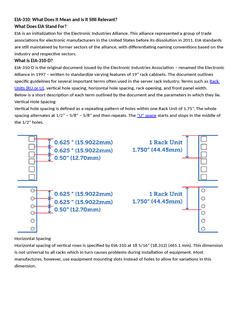 EIA-310 Standards for 19” Racks | PDF