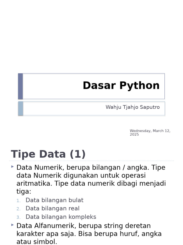 Tipe Data dalam Python: Panduan Lengkap | PDF