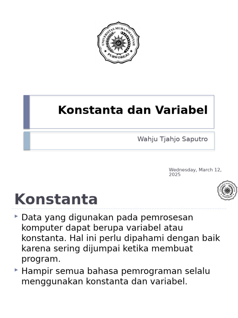 Praktikum-2 Konstanta Variabel | PDF