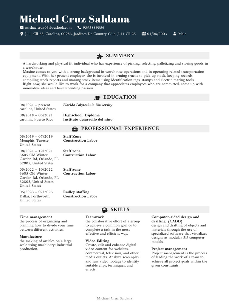Michael - Cruz Saldana - Resume - 27-07-2023-18-50-34 | PDF | Business