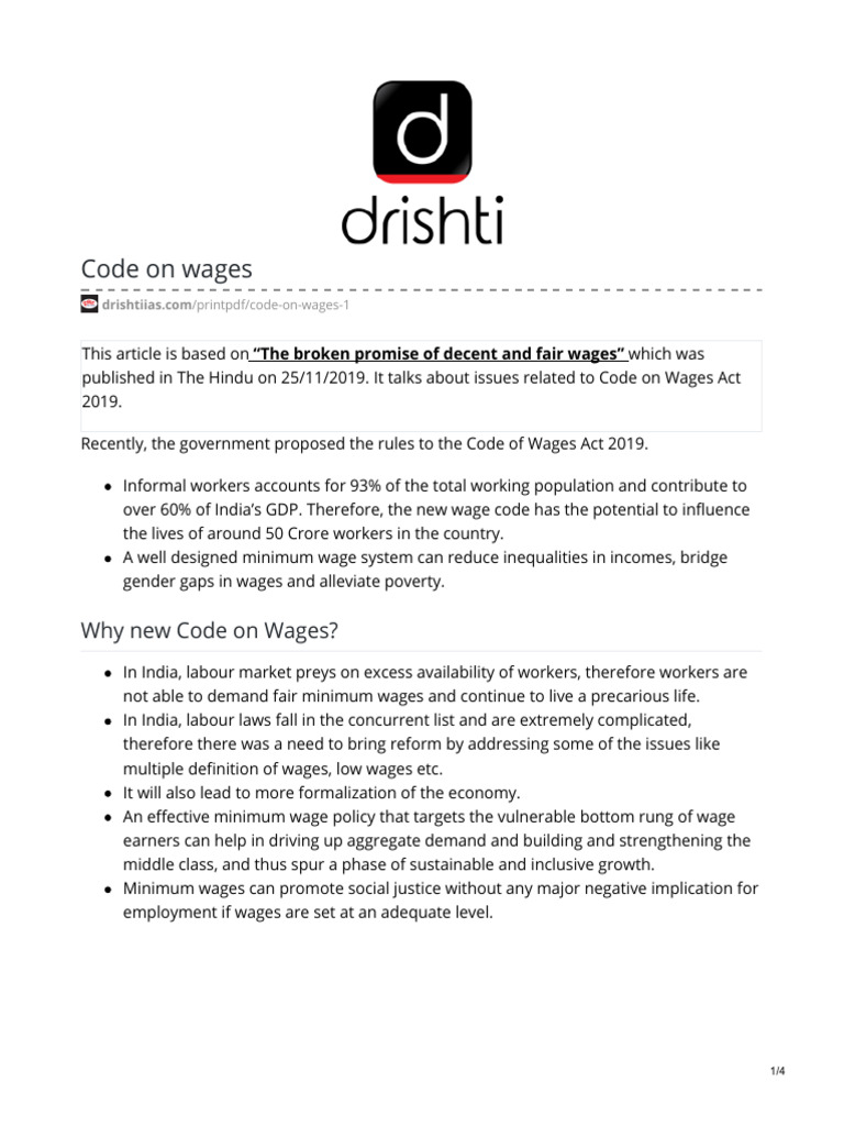 Understanding India's Code on Wages 2019 | PDF | Cost Of Living | Wage