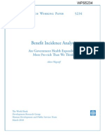 Benefit Incidence Analysis: Policy Research Working Paper 5234
