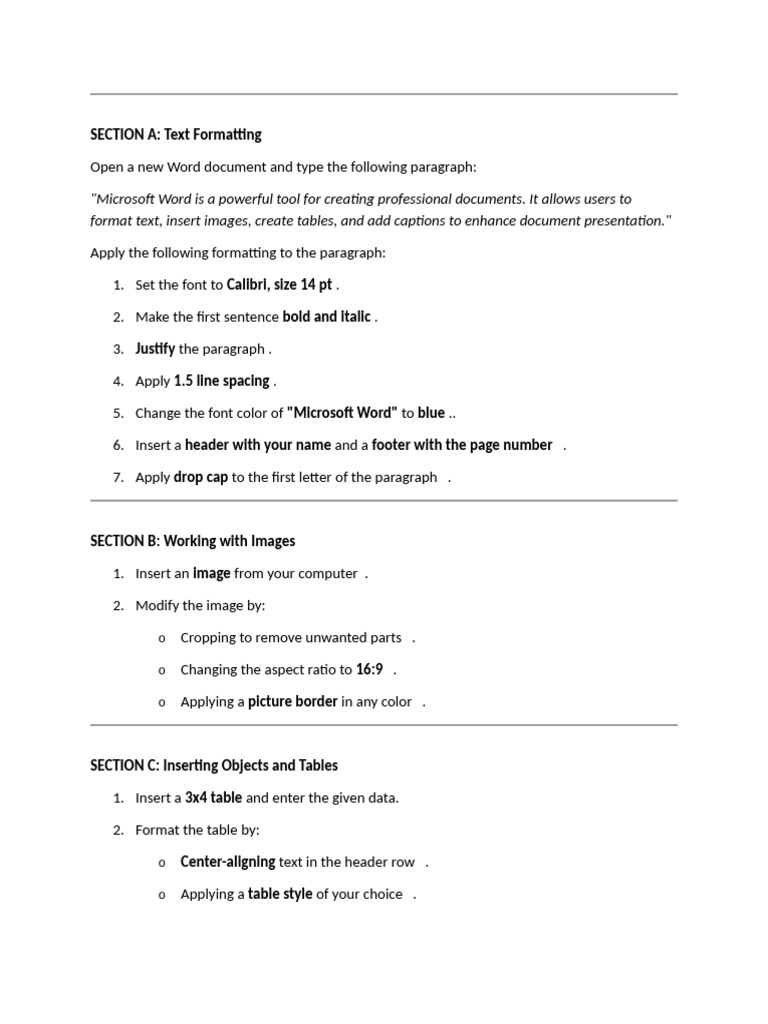 MS Word Assignment: Formatting Guide | PDF