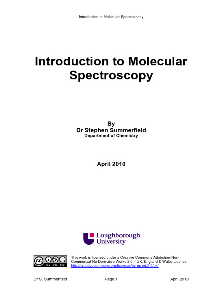 Introduction to Molecular Spectroscopy | PDF | Spectroscopy | Infrared ...