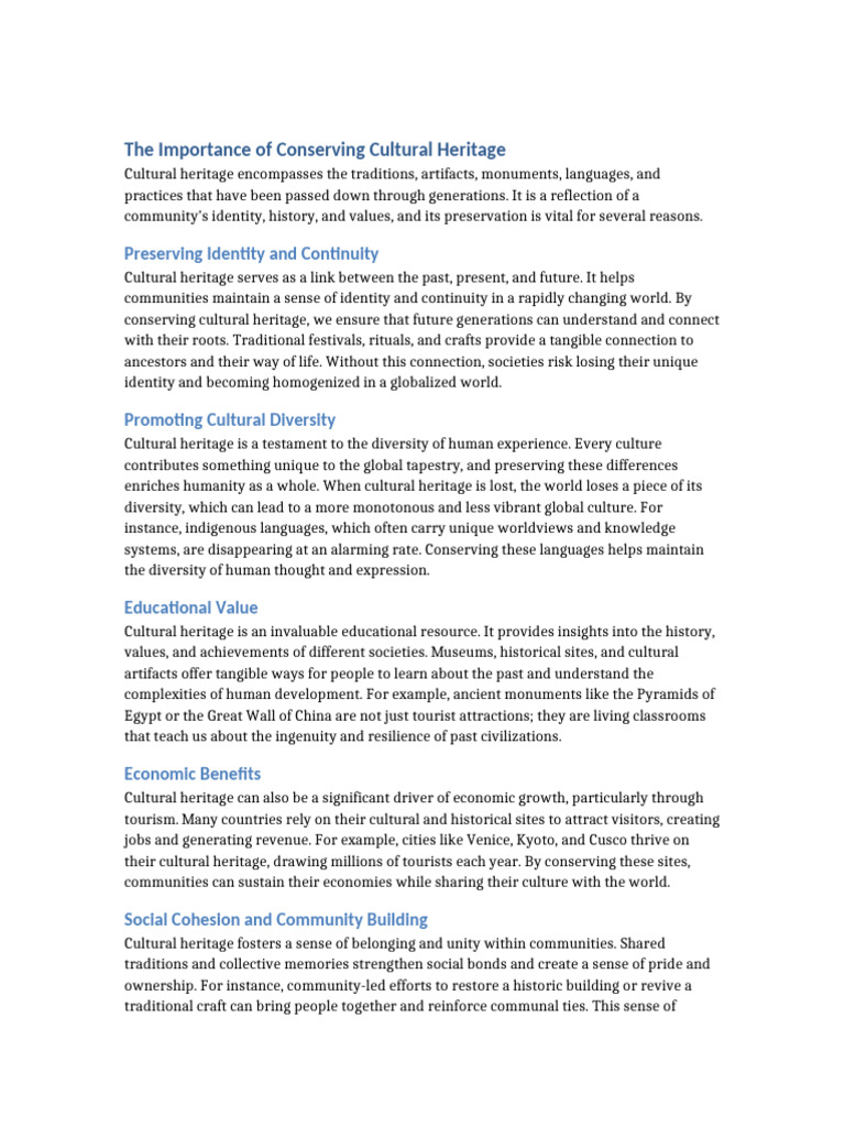 Conserving Cultural Heritage | PDF | Cultural Heritage | Natural ...
