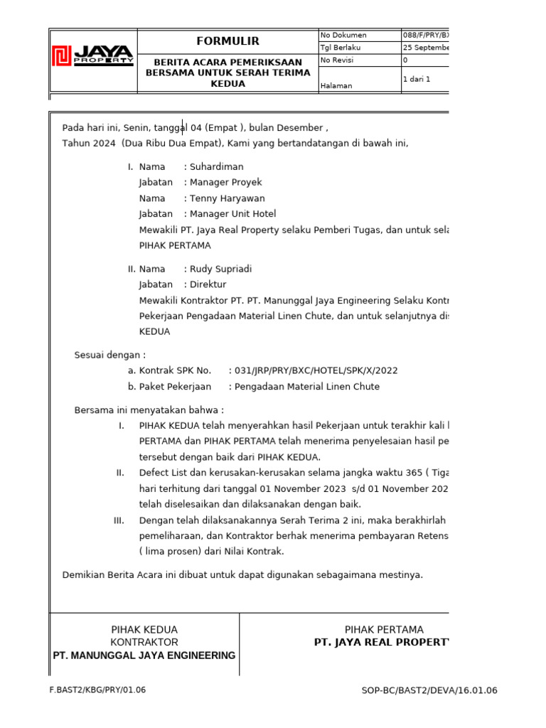 Form.12.88.bast 2 Bangunan 3 Rangkap Bermaterai | PDF