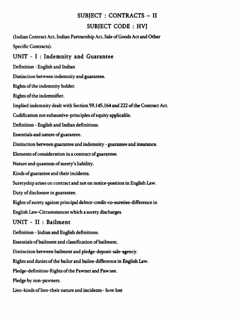 Notes (Contracts - II) | PDF