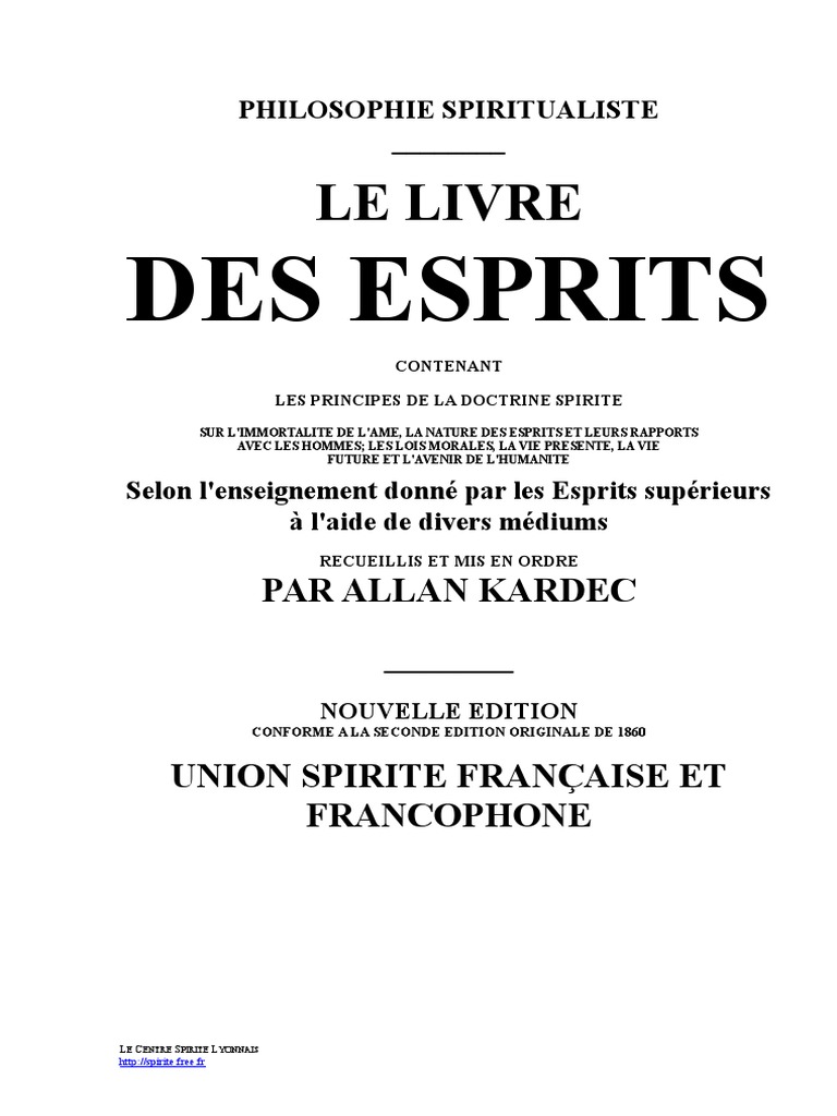 Allan Kardec Le Livre Des Esprits PDF Spiritisme Esprit
