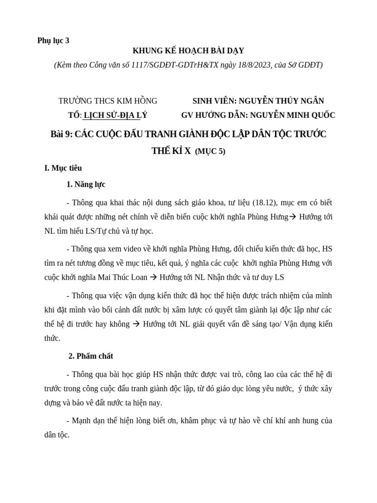 Mau Ke Hoach Day Hoc | PDF