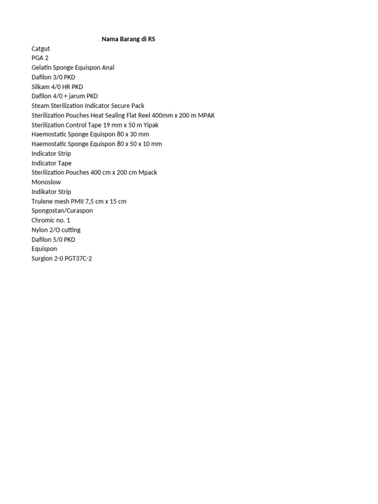 Curaspon and Equispon Inventory List | PDF