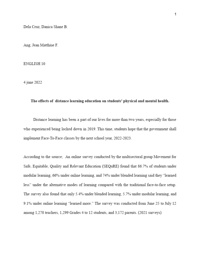 Impact of Distance Learning on Students | PDF | Distance Education ...