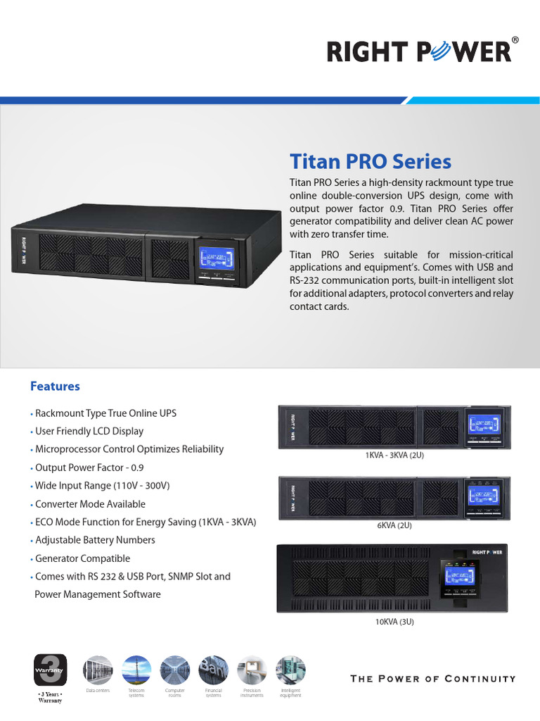 Titan PRO Series UPS Specifications | PDF | Power Inverter ...