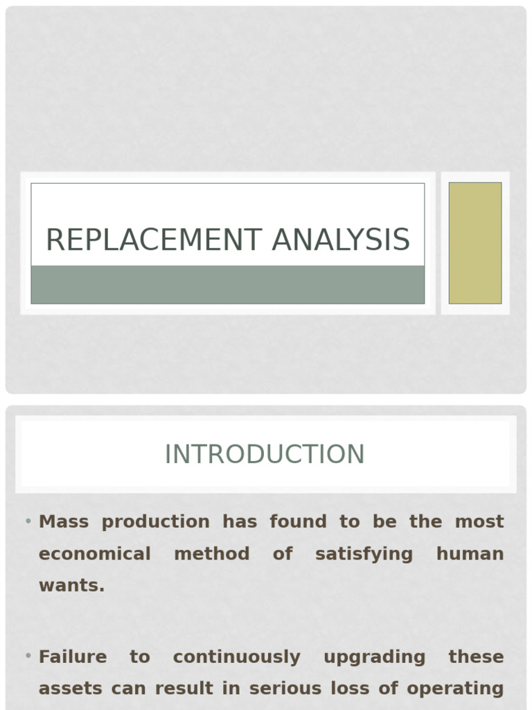 7-Replacement Analysis | PDF | Depreciation | Expense