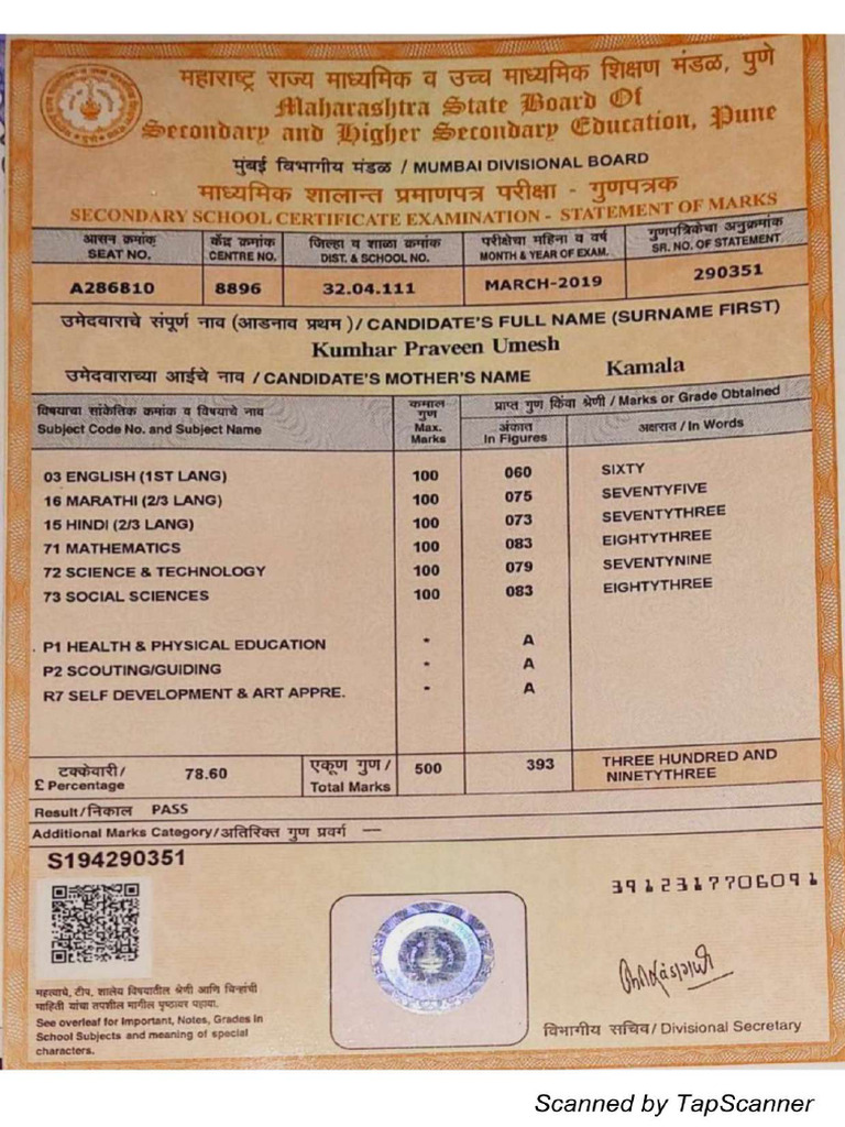 SSC Marksheet | PDF