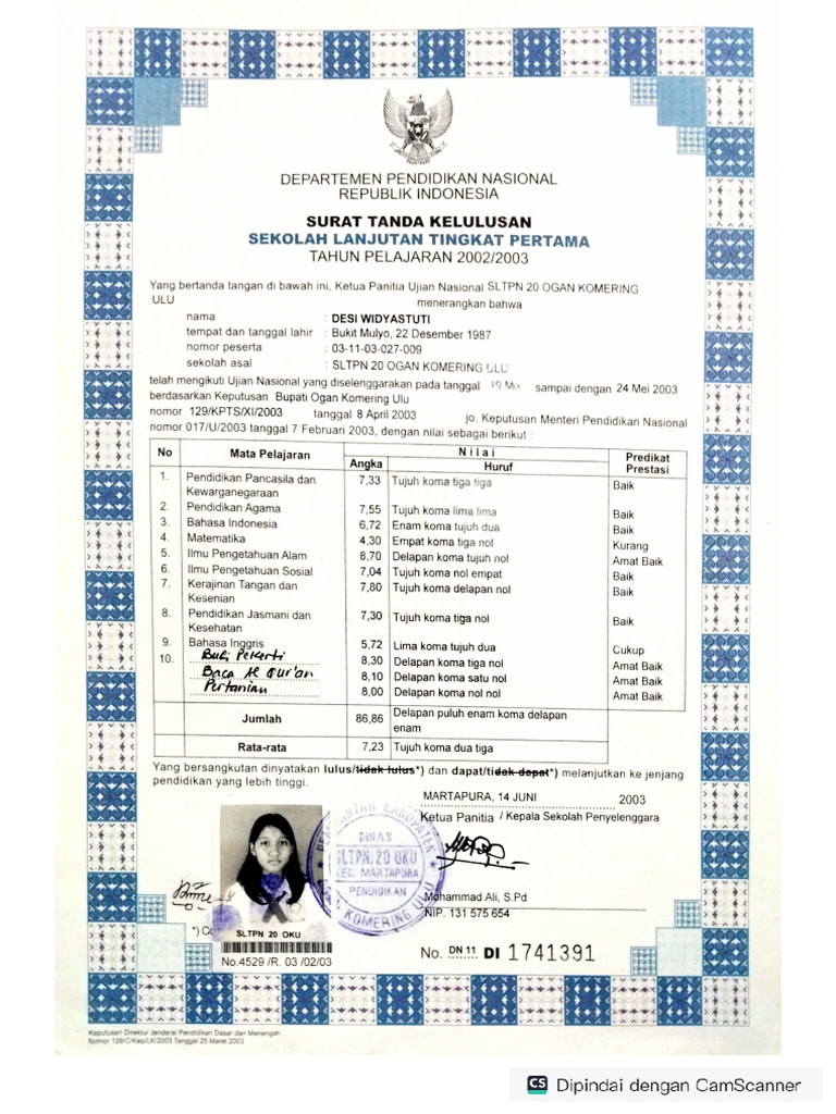 Nilai Rata2 SMP | PDF