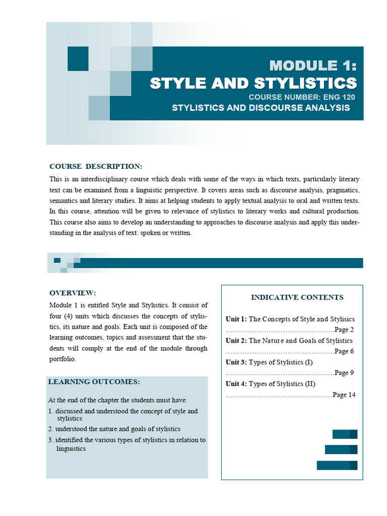 Stylistics and Discourse Analysis Overview | PDF | Linguistics | Semantics