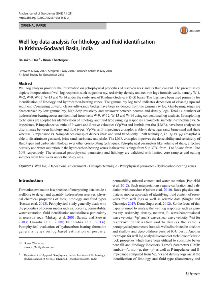 Well Log Analysis in K-G Basin | PDF | Porosity | Geology