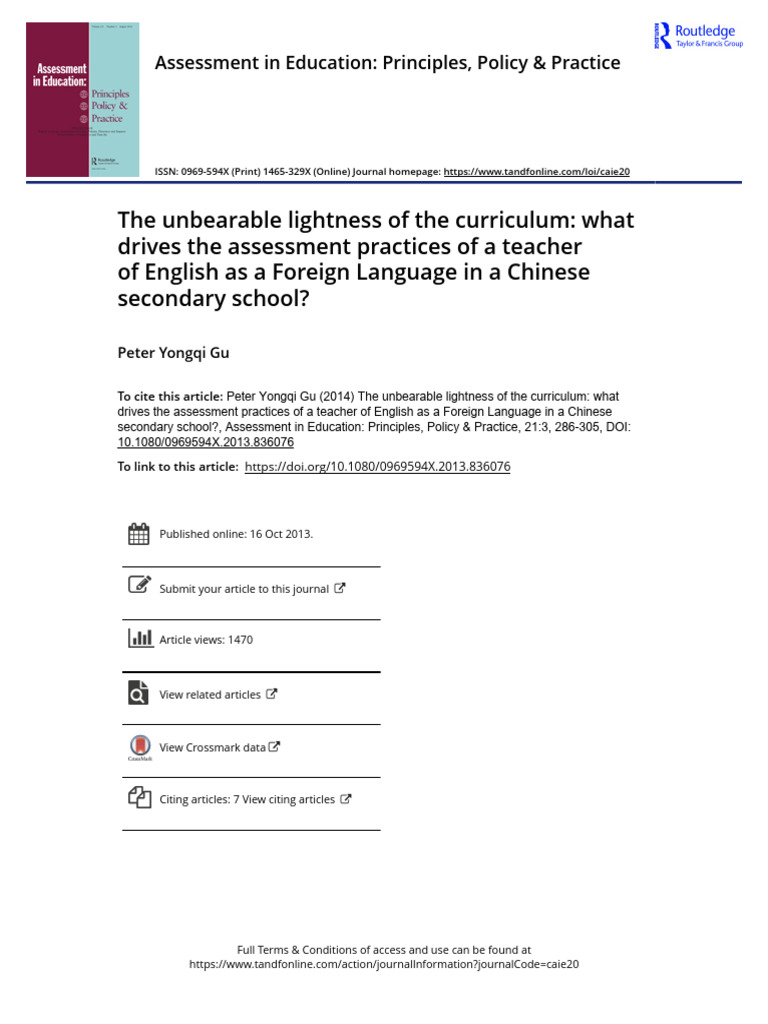 EFL Assessment Practices in China | PDF | Educational Assessment ...