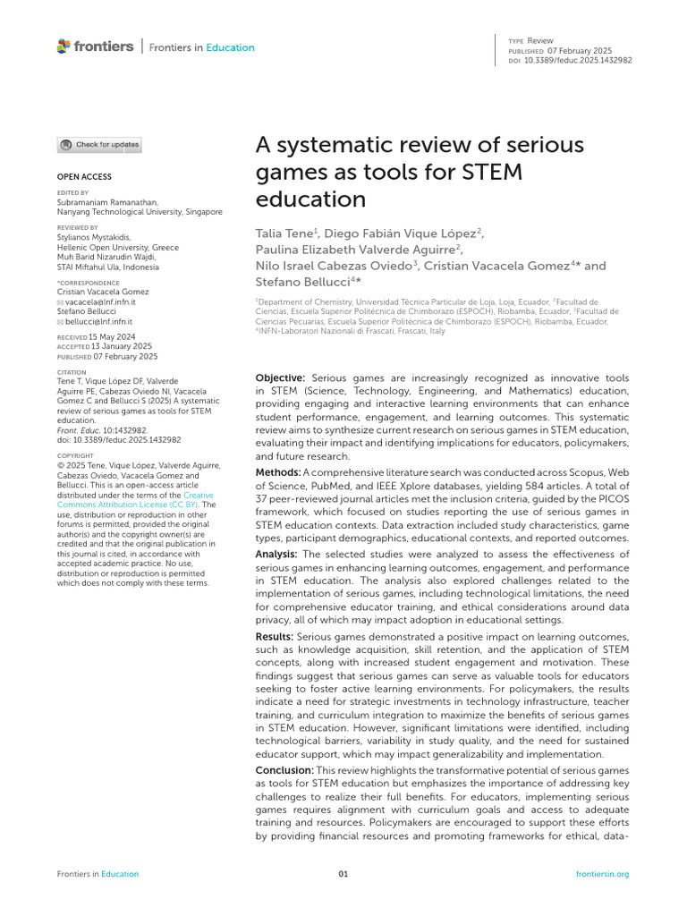 A Systematic Review of Serious Games As Tools For | PDF | Systematic ...