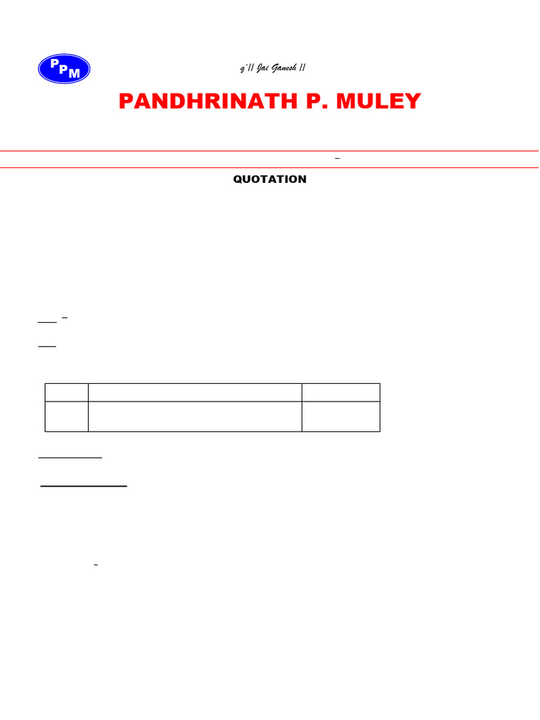 Labour Quotation for Compressor Shifting | PDF