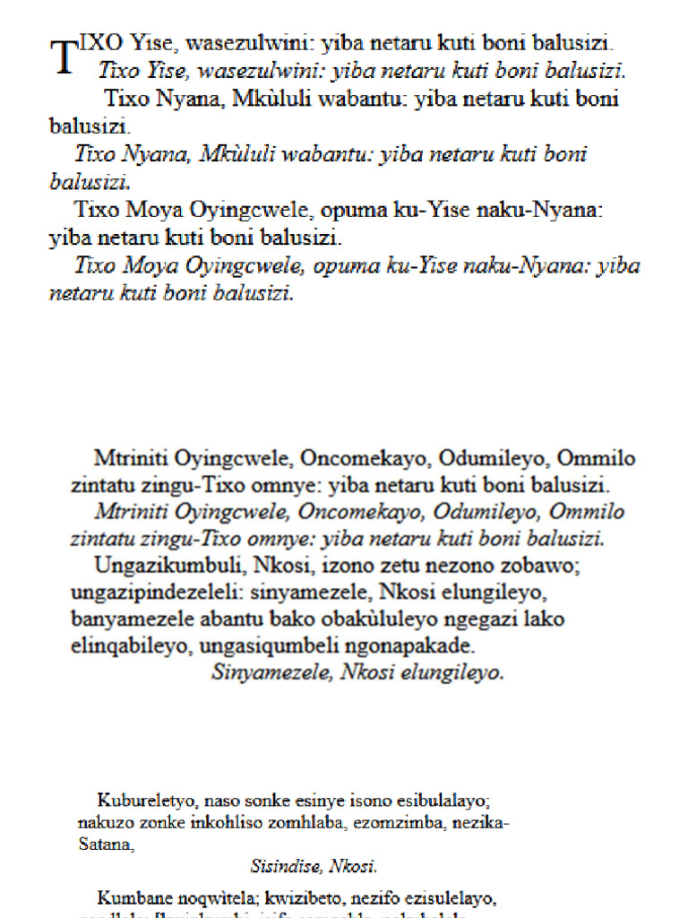 Offices And Xhosa Litany PDF