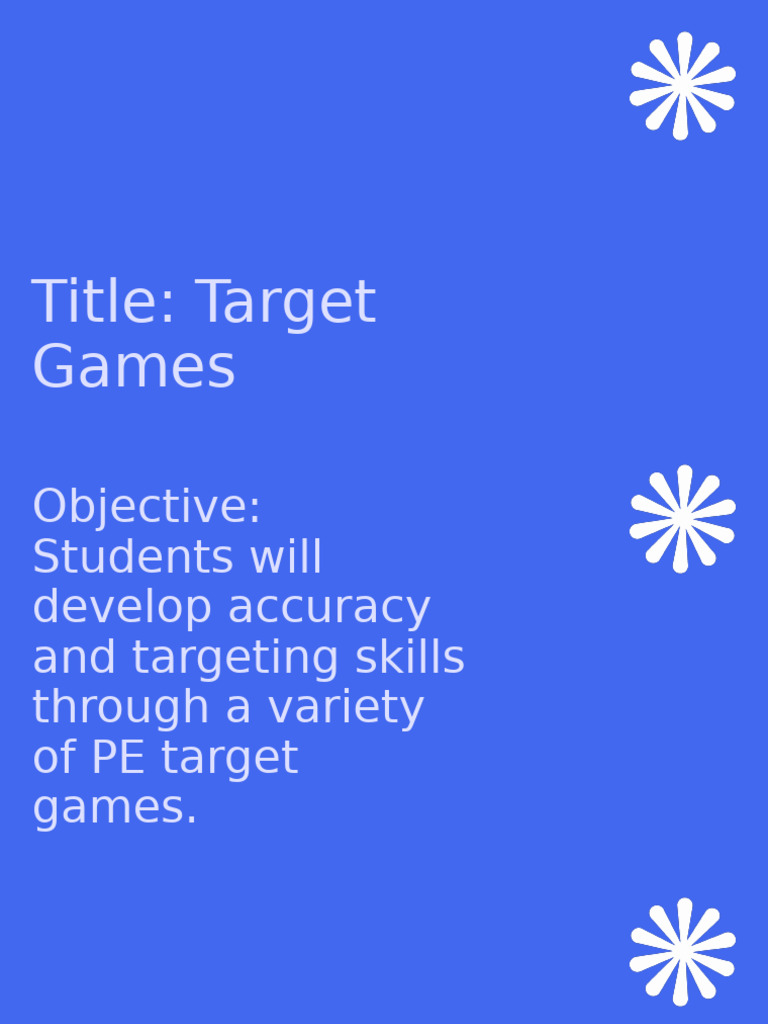 Target Games Lesson Plan for PE | PDF