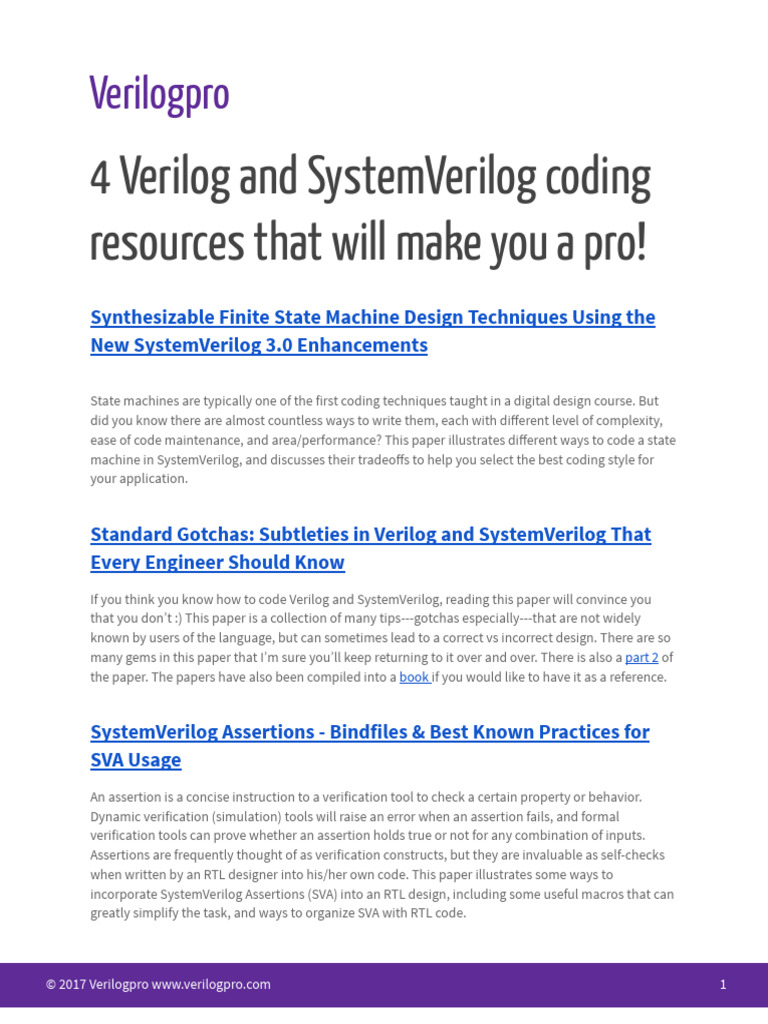 Top 4 Verilog and SystemVerilog papers | PDF | Logic Synthesis | Formal ...