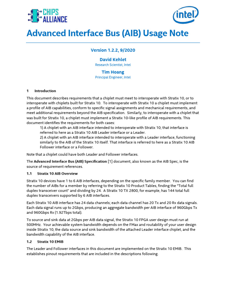 AIB Requirements for Stratix 10 Chiplets | PDF | Telecommunications ...