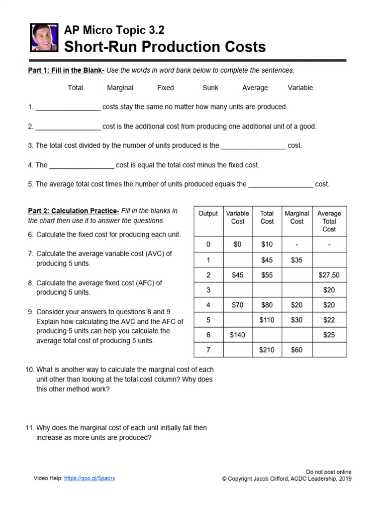 Micro Topic 3.2 - Short-Run Production Costs | PDF | Marginal Cost ...