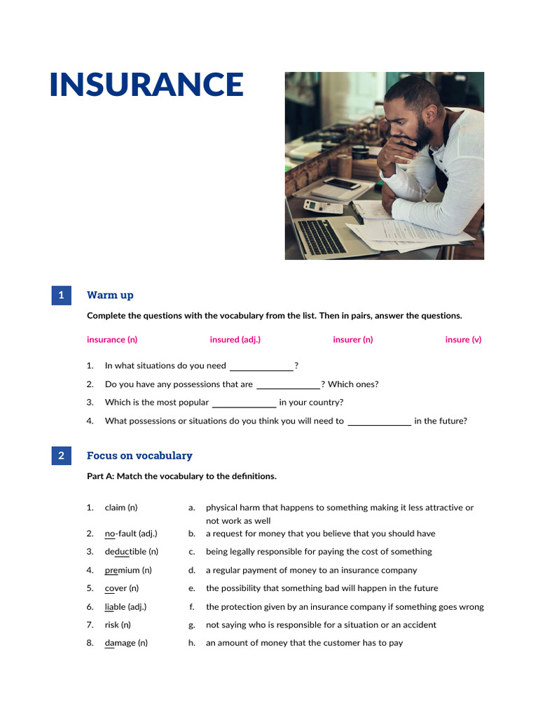 Insurance Vocabulary and Claims Guide | PDF | Insurance | Deductible