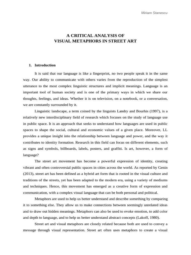 Visual Metaphors in Street Art Analysis | PDF | Metaphor | Street Art
