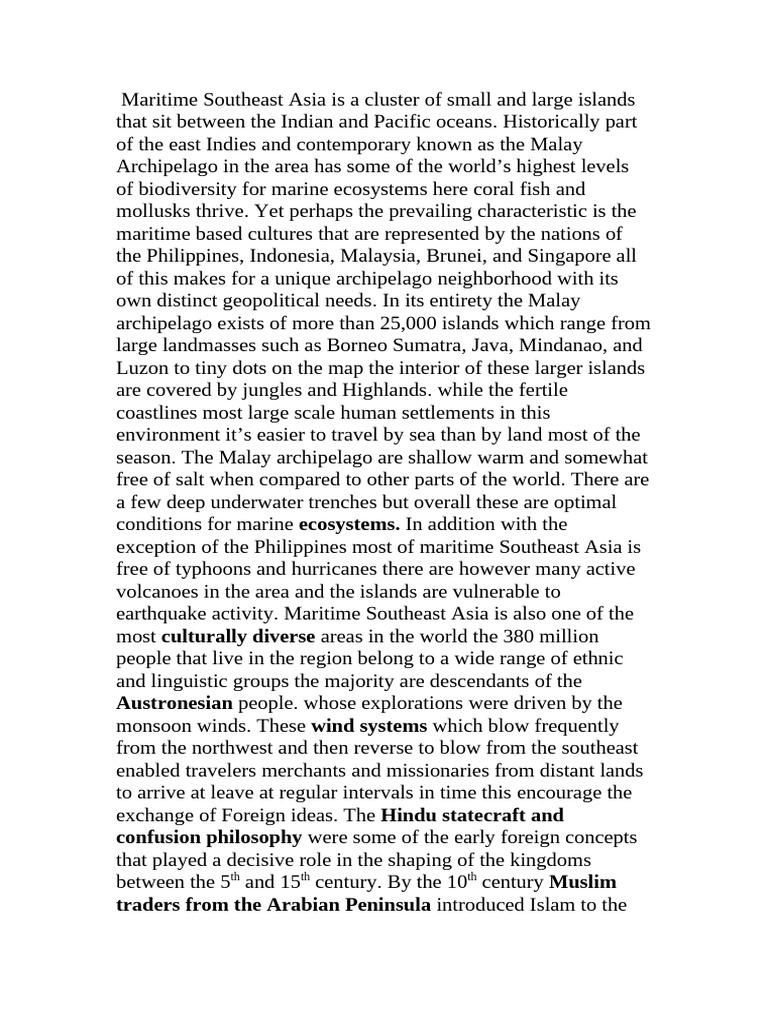 Maritime Southeast Asia: Culture and Geopolitics | PDF | Southeast Asia ...