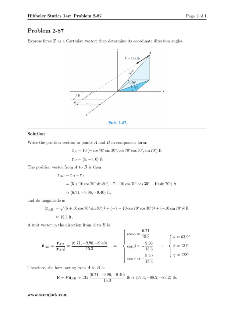 Cartesian Vector Force Analysis | PDF | Euclidean Vector | Classical ...