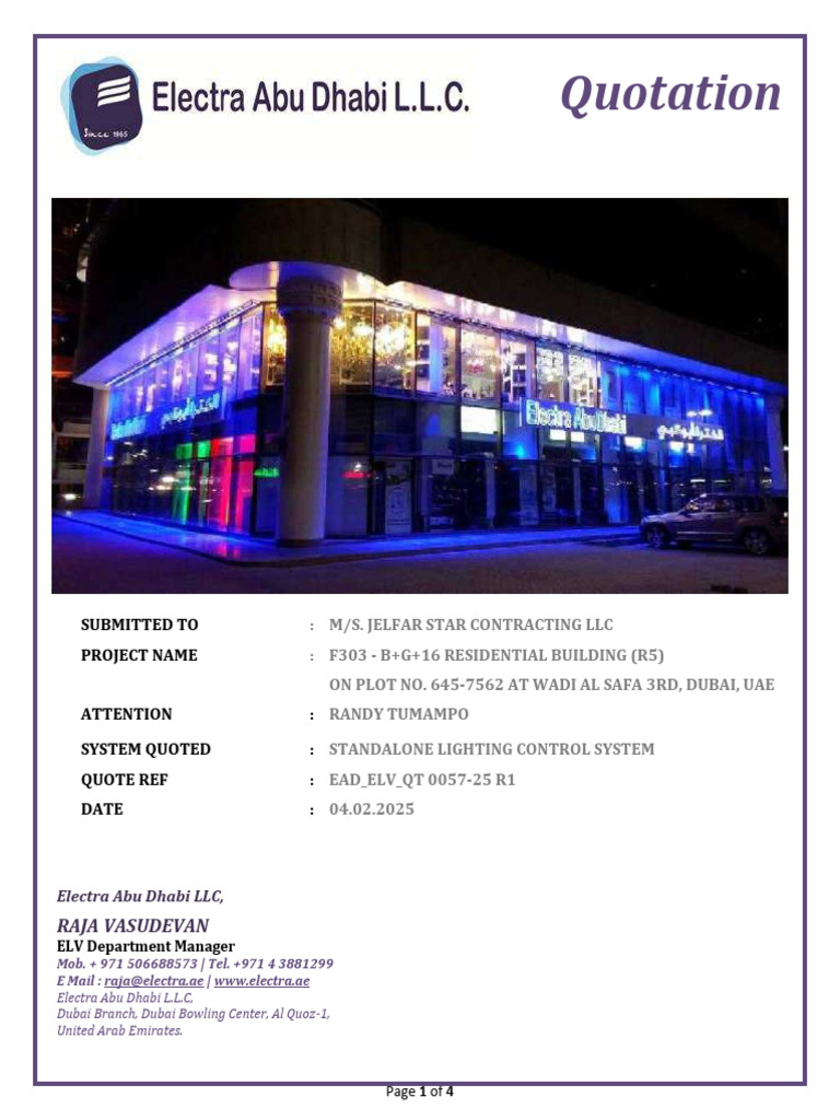 Lighting Control System Quotation | PDF | Electrical Wiring | Receipt