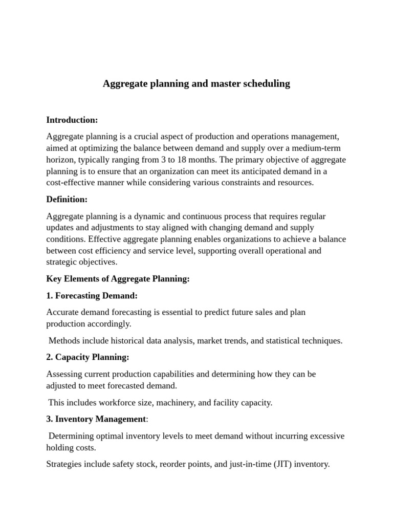 Aggregate Planning Duplicate | PDF | Inventory | Forecasting