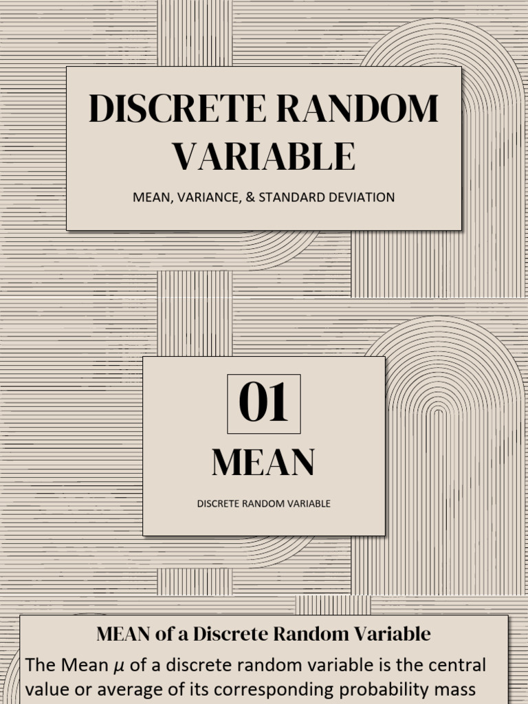 4 Mean Variance SD of Discrete Random Variable | PDF | Variance ...