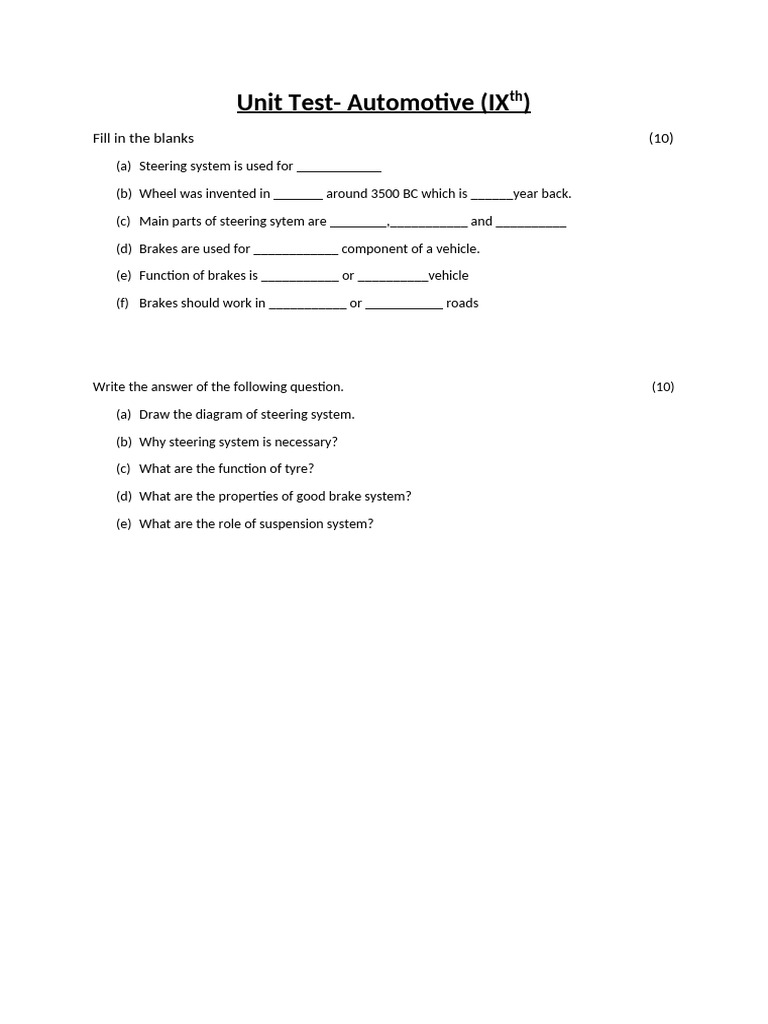 Unit Test 9th Dec Fin | PDF