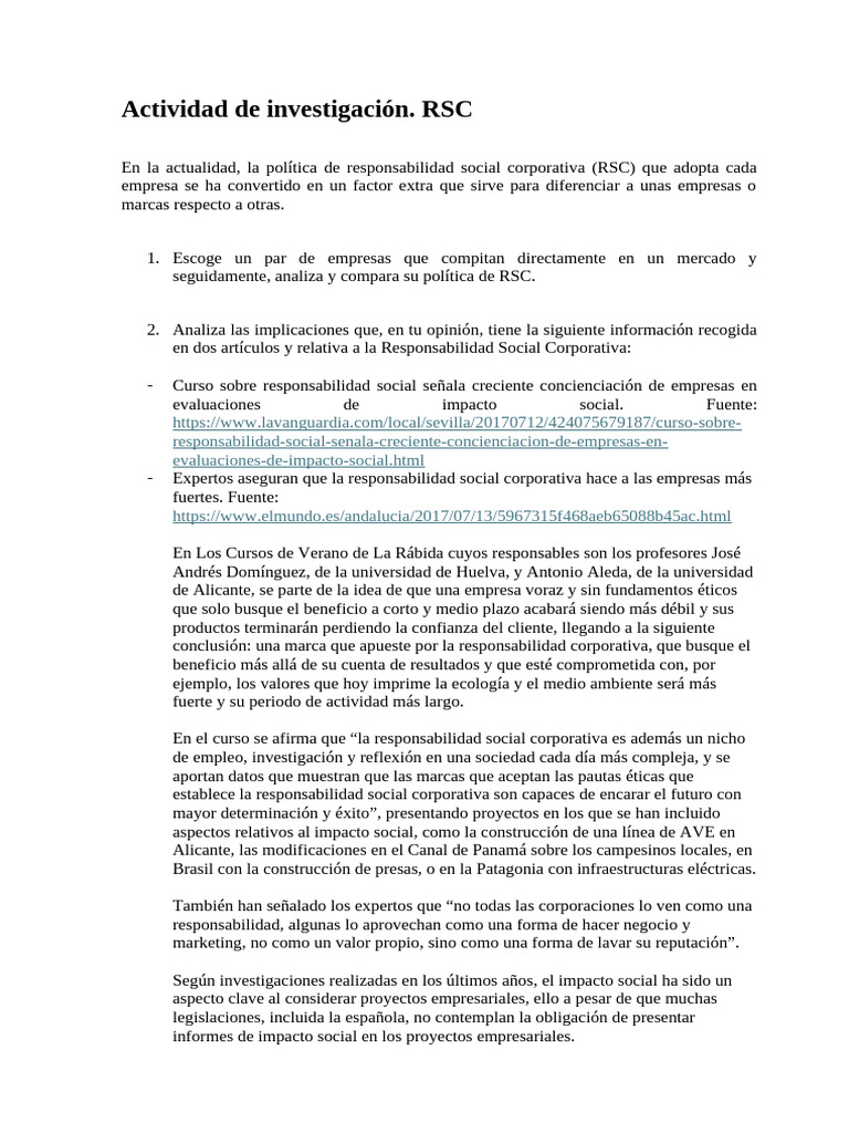 Apa. RSC | PDF | Responsabilidad social corporativa | Economias