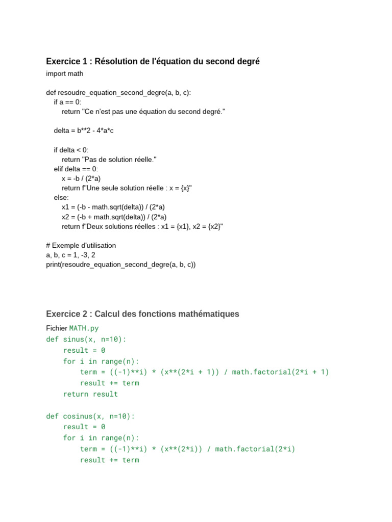 Résolution d'équations et fonctions mathématiques | PDF